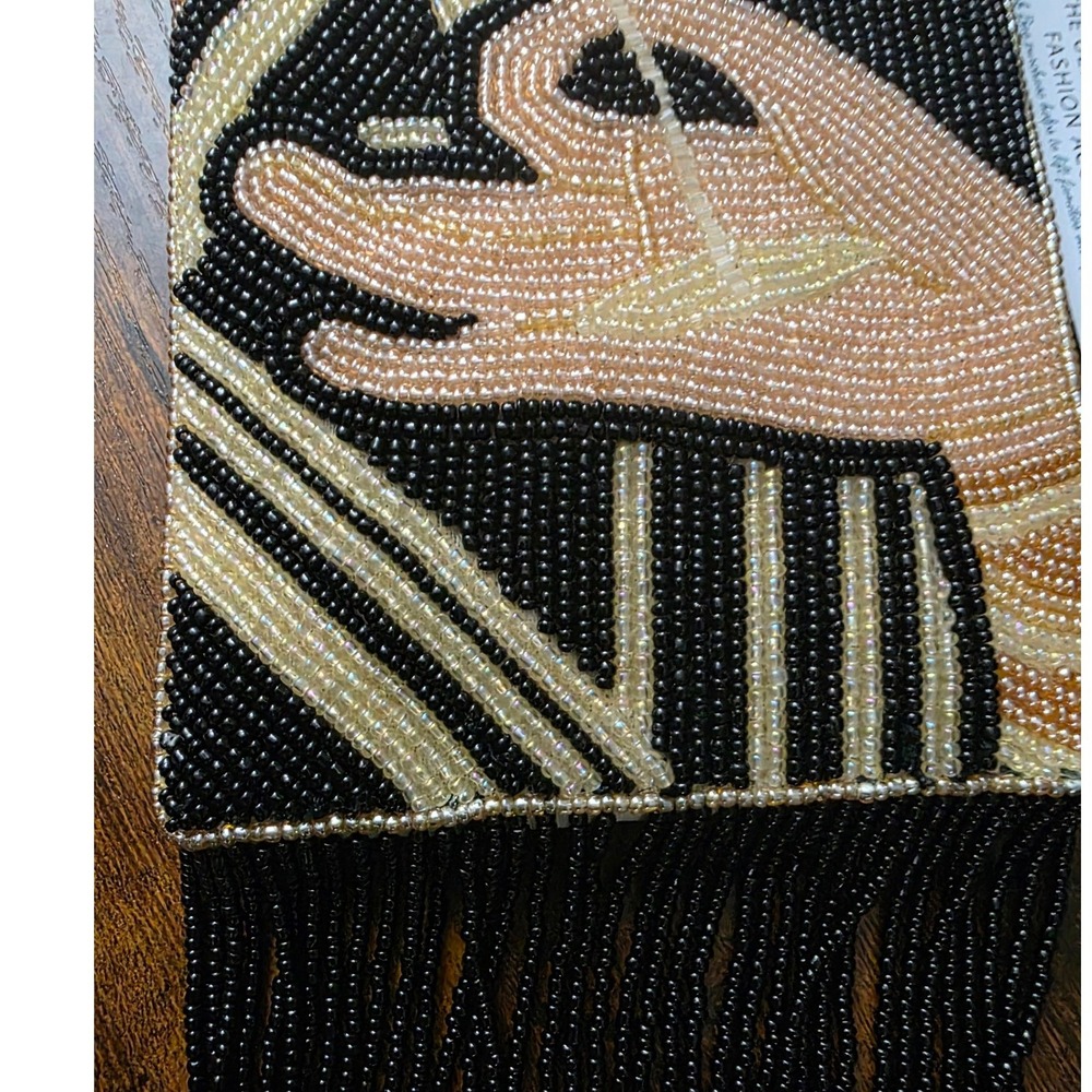 Bamboo Trading Co Club Bag Beaded Martini Glass Art Deco Crossbody Fringe NEW - Picture 2 of 5